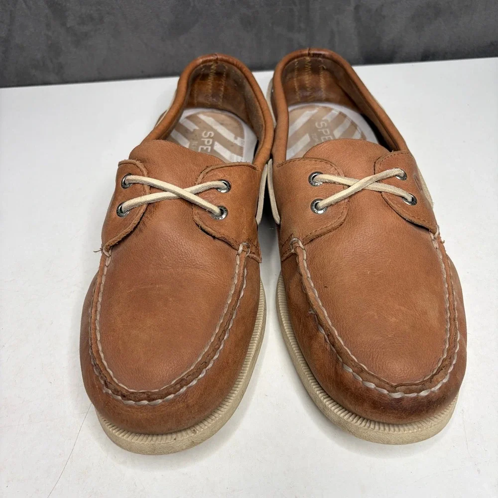 Sperry Top-Sider Boat Shoes Mens 13 Tan Leather STS17359 Classic Nautical Casual
